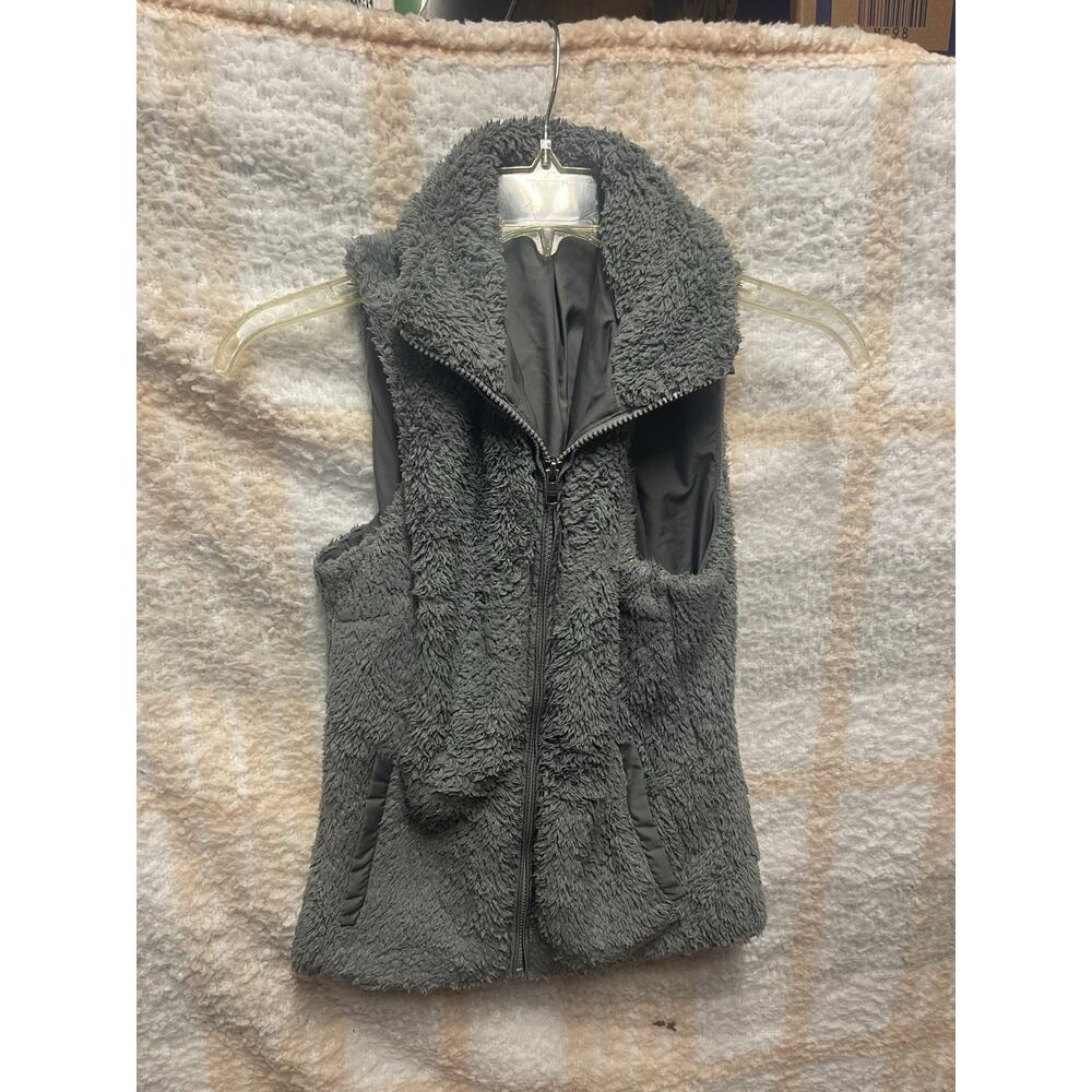 Patagonia Womens XS Faux Fur Fuzzy Vest Gray Asymmetric Zipper